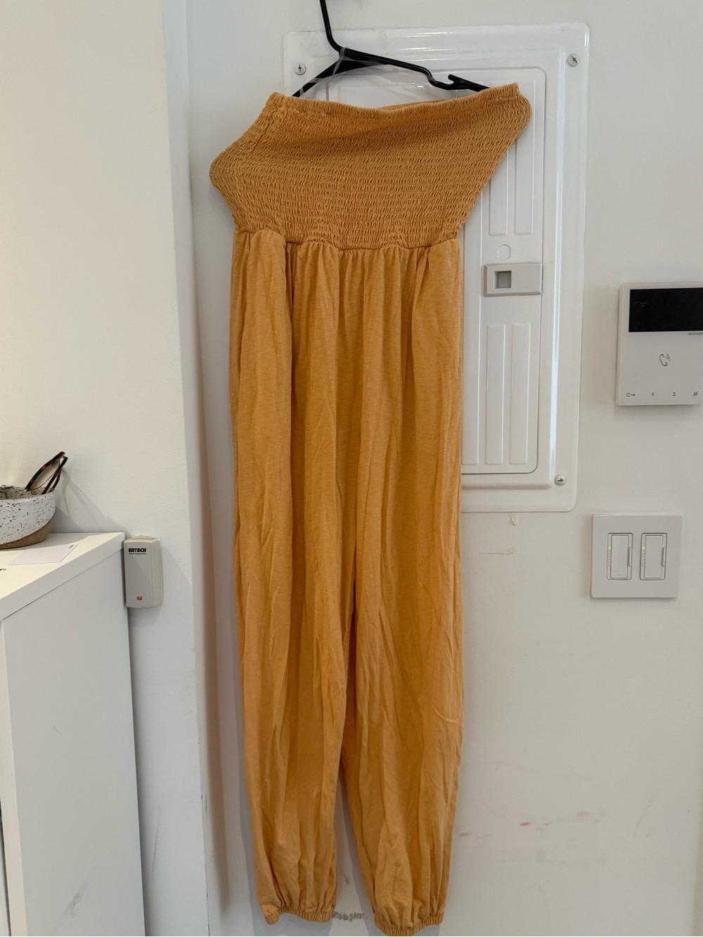 American Eagle Outfitters Orange Smocked Jumpsuit
